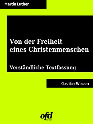 cover image of Von der Freiheit eines Christenmenschen